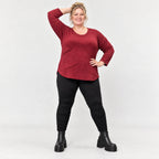 Langarmshirt aus flauschigem Feinstrick in Rot/Weiß mit Rundhalsausschnitt und Taschen