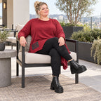 Strickshirt in Rot/Weiß Melange mit asymmetrischem Zipfelsaum aus flauschigem Feinstrick