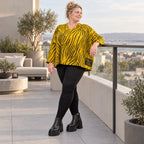 Kastiges Strickshirt mit Zebramuster in Gelb/Schwarz aus weichem flauschigem Feinstrick