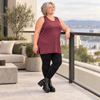 Ärmelloses Top in Bordeaux aus Modalstretch mit geradem Schnitt und Seitenschlitzen