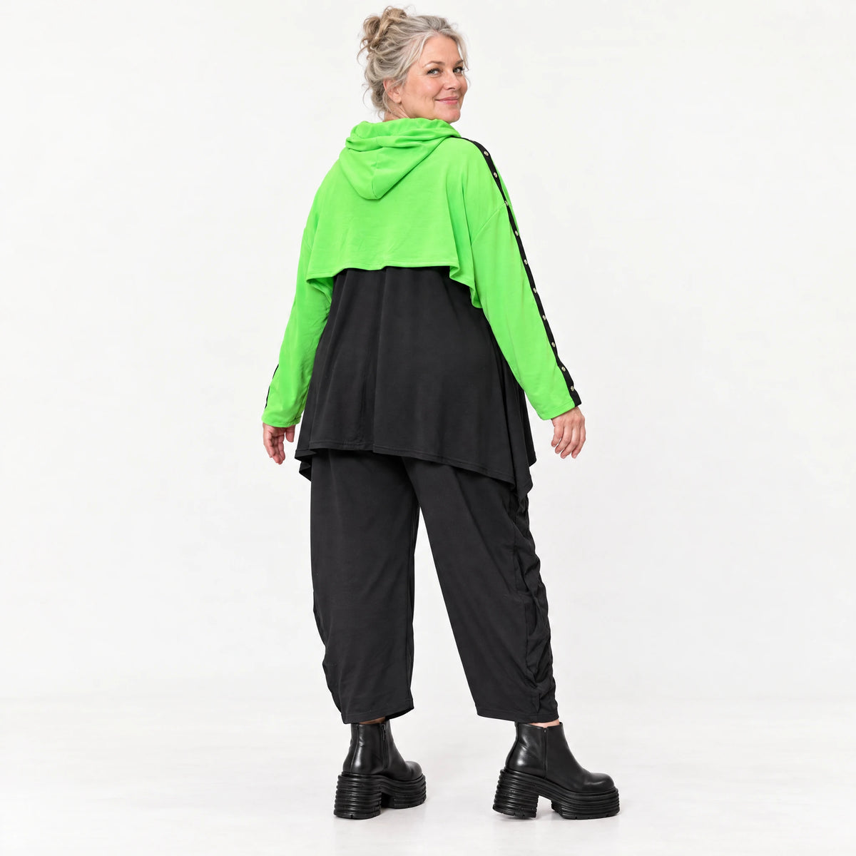 Überwurf in frischem Grün aus weichem Stretchjersey mit gerader Form und Vokuhilalinie