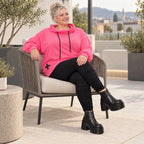 Hoodie in leuchtendem Pink aus weichem Stretchjersey mit Kapuze und gerader Schnittform