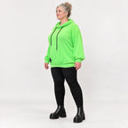 Grüner Hoody aus weichem Baumwolljersey mit Stretch Kapuze und gerader Schnittform