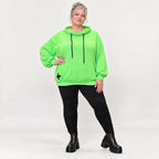 Grüner Hoody aus weichem Baumwolljersey mit Stretch Kapuze und gerader Schnittform