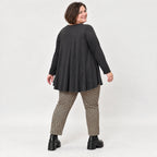 Karottenhose in Cognac/Schwarz aus weichem Bengaline Stretch mit elastischem Bund