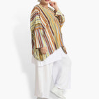  A-Form Bigshirt von AKH Fashion aus Materialmix, 1078.07552, Cognac, Streifen, Schick