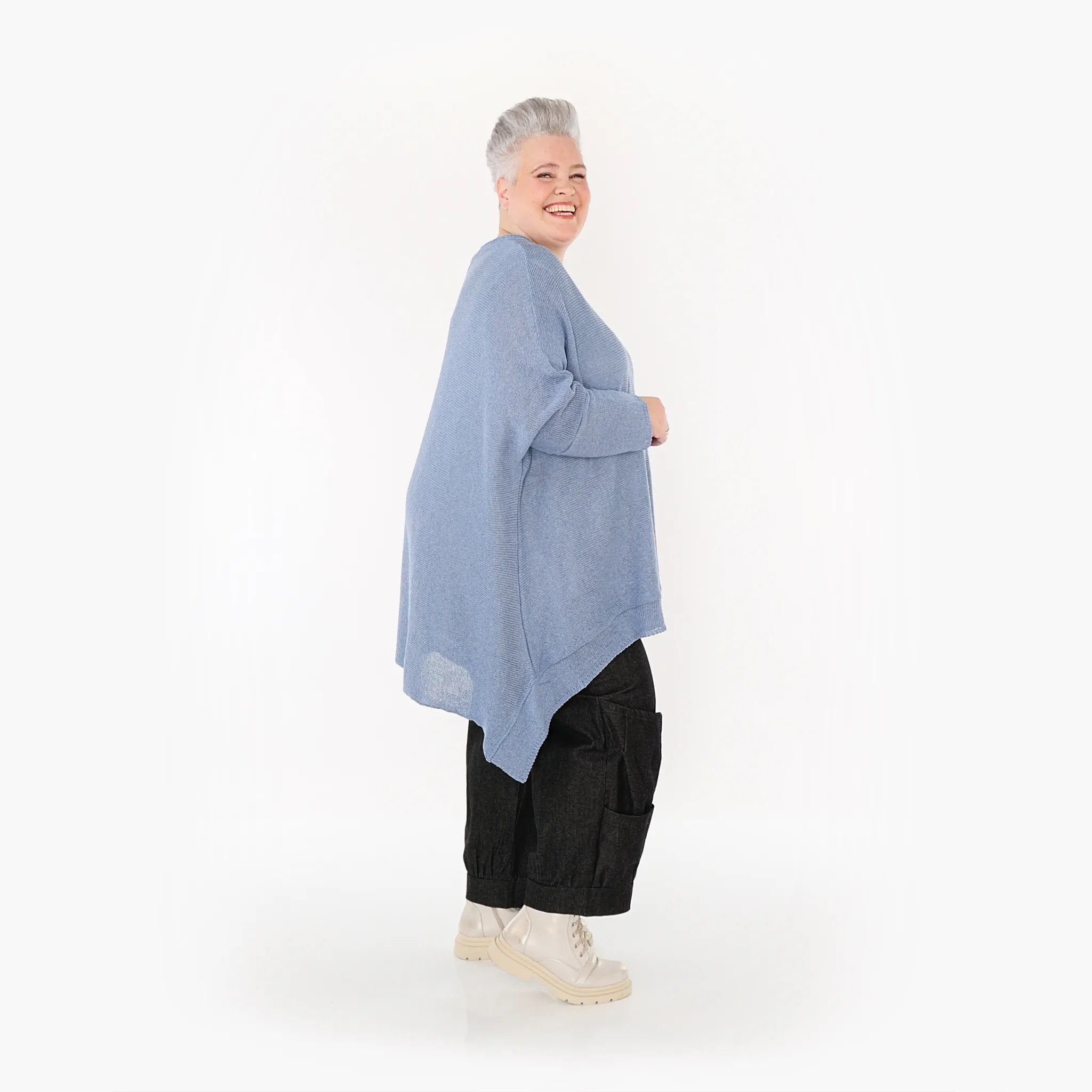  A-Form Bigshirt von AKH Fashion aus Baumwolle, 1110.02307, Jeansblau, Ausgefallen, Zeitlos