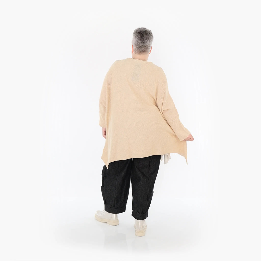  A-Form Bigshirt von AKH Fashion aus Baumwolle, 1110.02307, Sand, Ausgefallen, Zeitlos, Schick