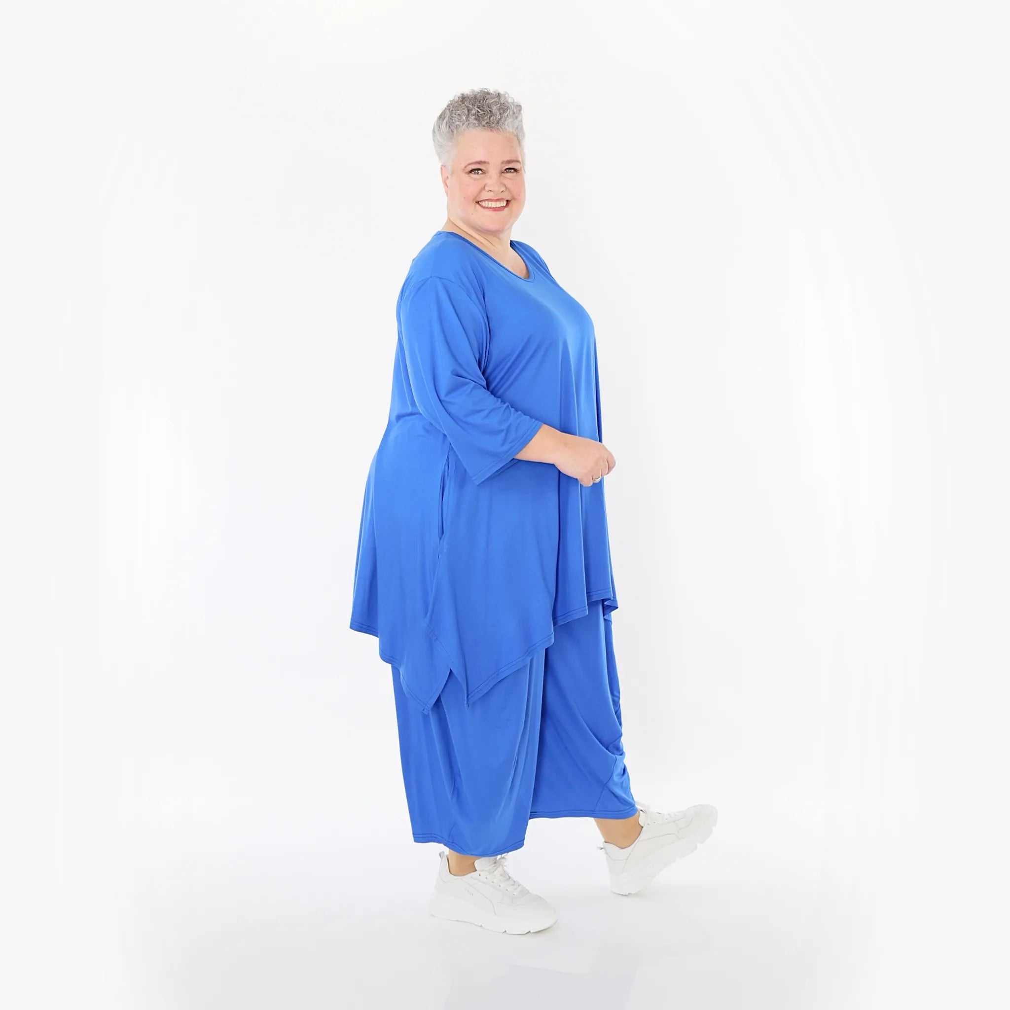  A-Form Bigshirt von AKH Fashion aus Viskose, 1233.01019, Royalblau, Ausgefallen, Zeitlos