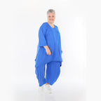  A-Form Bigshirt von AKH Fashion aus Viskose, 1233.01019, Royalblau, Ausgefallen, Zeitlos