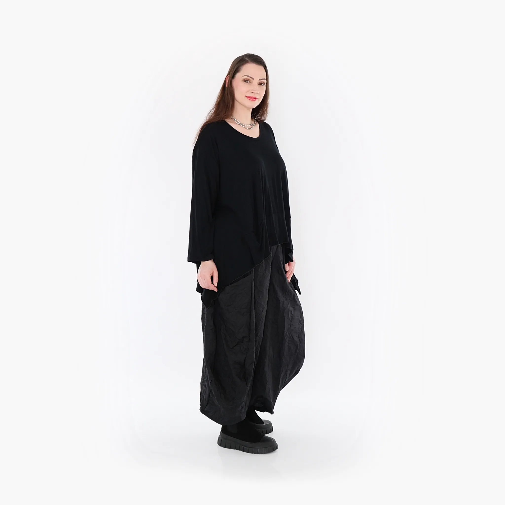  A-Form Bigshirt von AKH Fashion aus Viskose, 1233.01078, Schwarz, Schick, Modern, Bequem