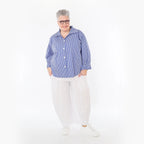 Damen Hose Lagenlook Viskose Weiß, Ballonschnitt, aufgesetzte Taschen, Oversize große Größen – AKH Basics