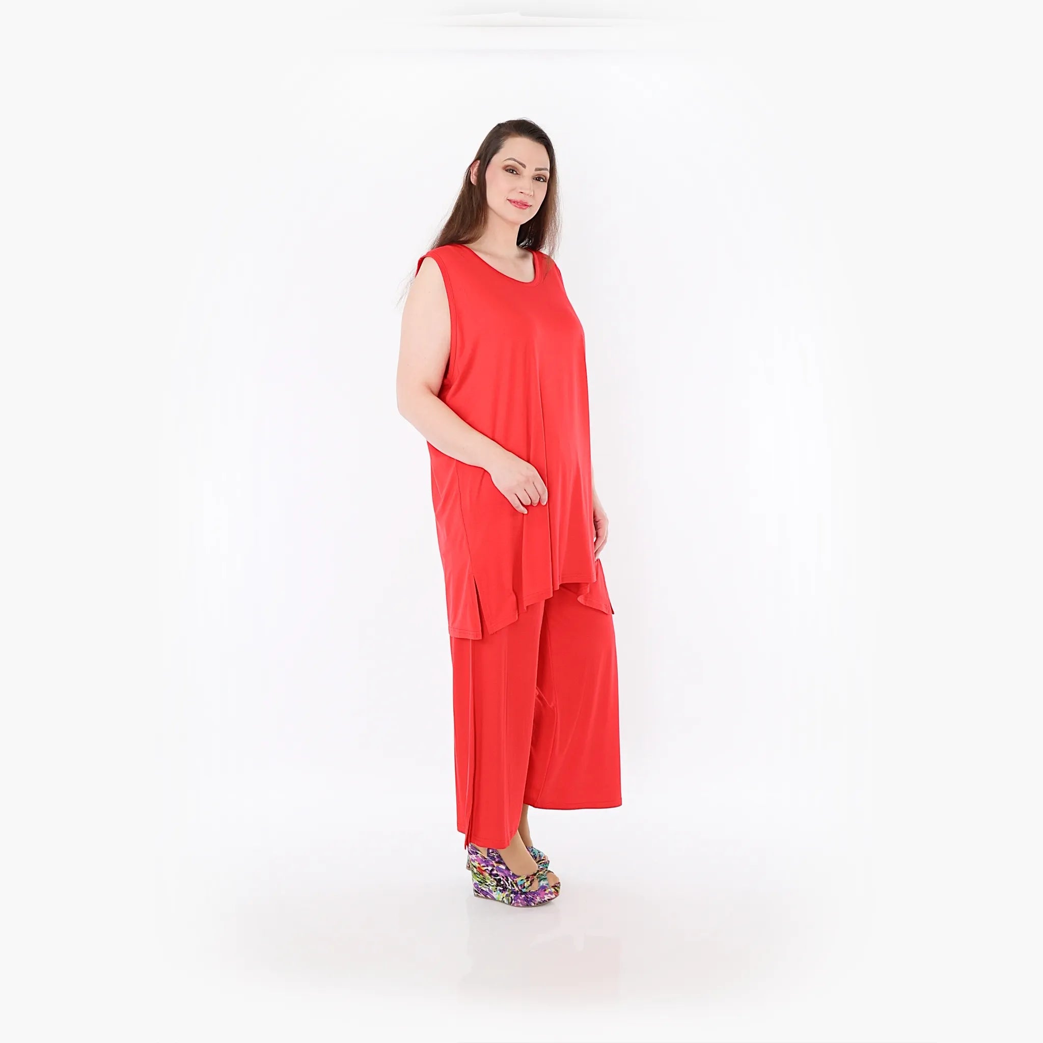 AKH Fashion Hose in gerader Form, aus Viskose, 1233.00225, Rot, Ausgefallen, Zeitlos