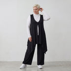 Gerade geschnittene Jerseyhose aus Viskosejersey in tiefem Schwarz mit elastischem Bund