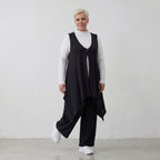 Gerade geschnittene Jerseyhose aus Viskosejersey in tiefem Schwarz mit elastischem Bund