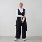 Gerade geschnittene Jerseyhose aus Viskosejersey in tiefem Schwarz mit elastischem Bund