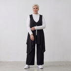 Gerade geschnittene Jerseyhose aus Viskosejersey in tiefem Schwarz mit elastischem Bund