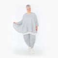 A-Form Bigshirt von AKH Fashion aus Materialmix, 1372.00593, Hellgrau, Ausgefallen, Zeitlos
