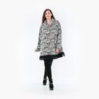  A-Form Bigshirt von AKH Fashion aus Baumwolle, 1376.01919, Grau-Schwarz, Buchstaben, Schick