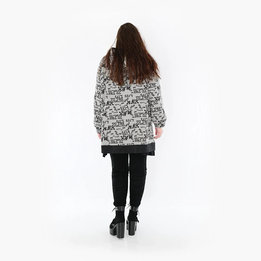  AKH Fashion Bigshirt in gerader Form, aus Baumwolle, 1376.06988, Grau-Schwarz, Buchstaben