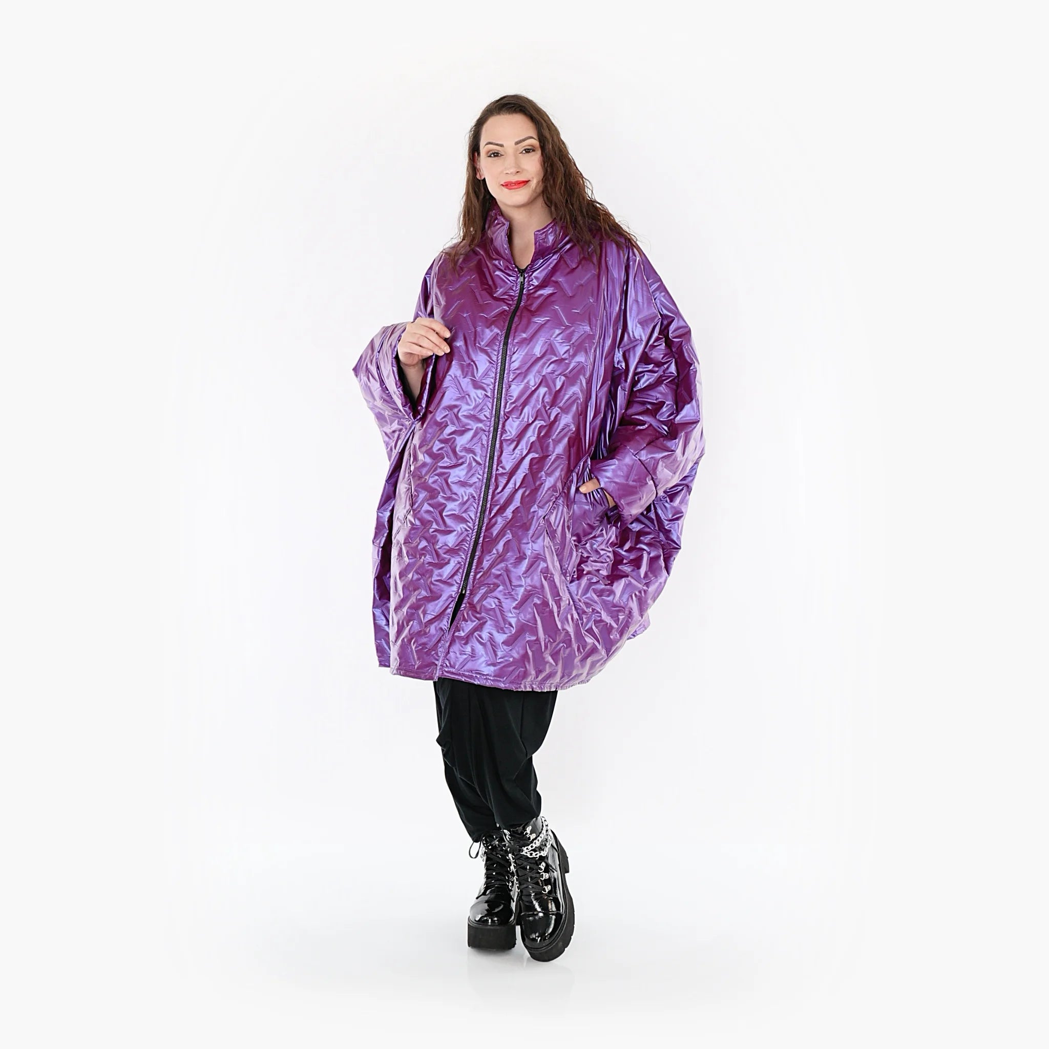  AKH Fashion Jacke in kastiger Form, aus Polyester, 1387.06826, Fuchsia, Grafik, Schick