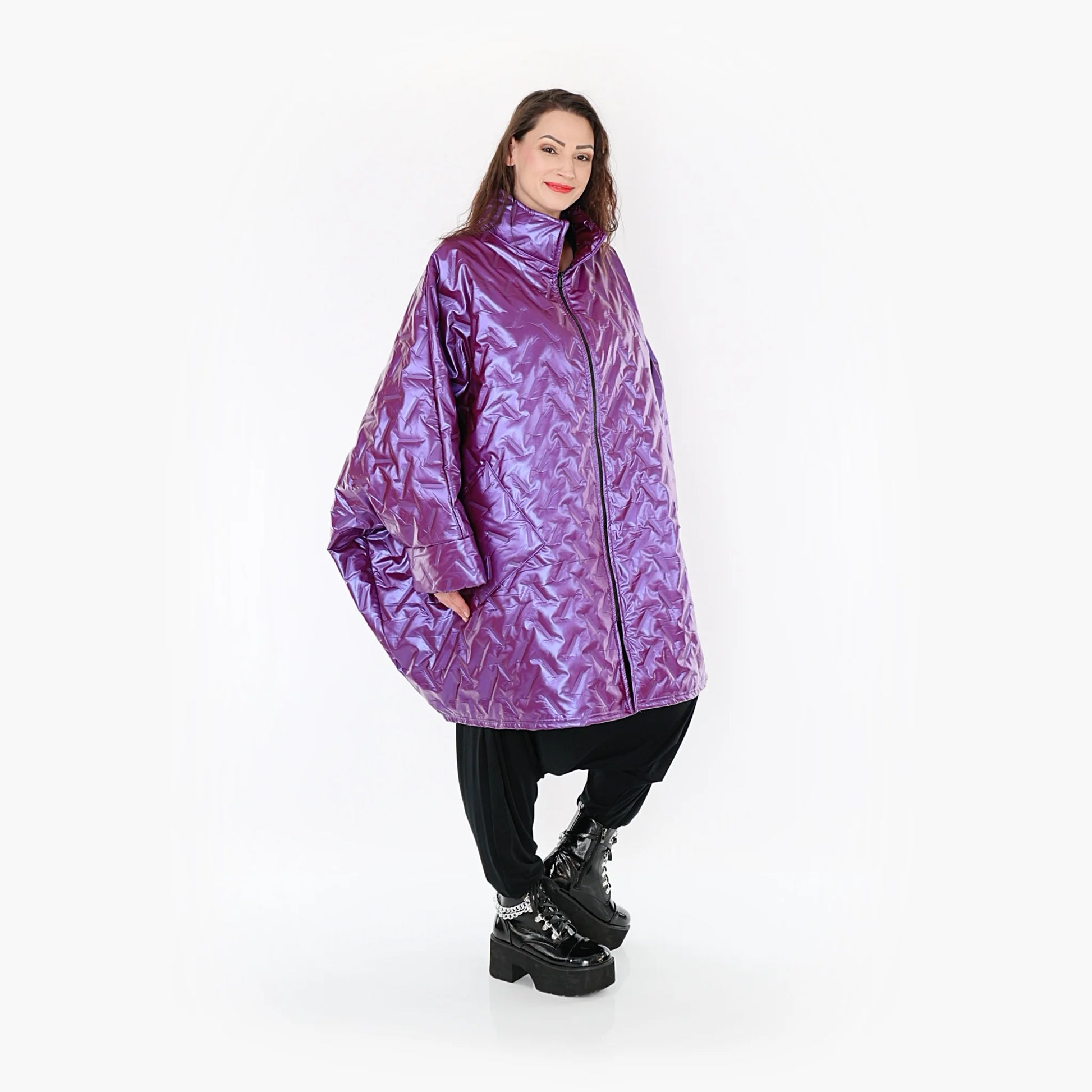  AKH Fashion Jacke in kastiger Form, aus Polyester, 1387.06826, Fuchsia, Grafik, Schick