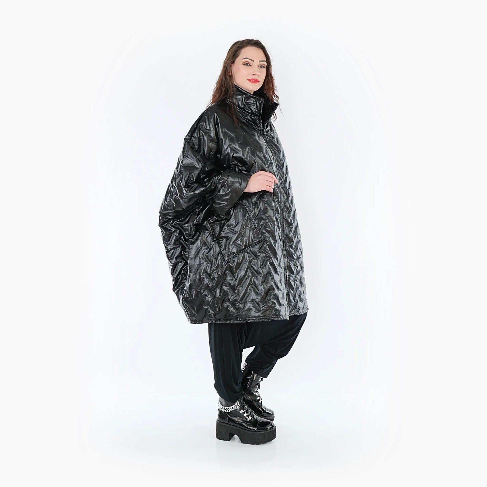  AKH Fashion Jacke in kastiger Form, aus Polyester, 1387.06826, Schwarz, Grafik, Schick