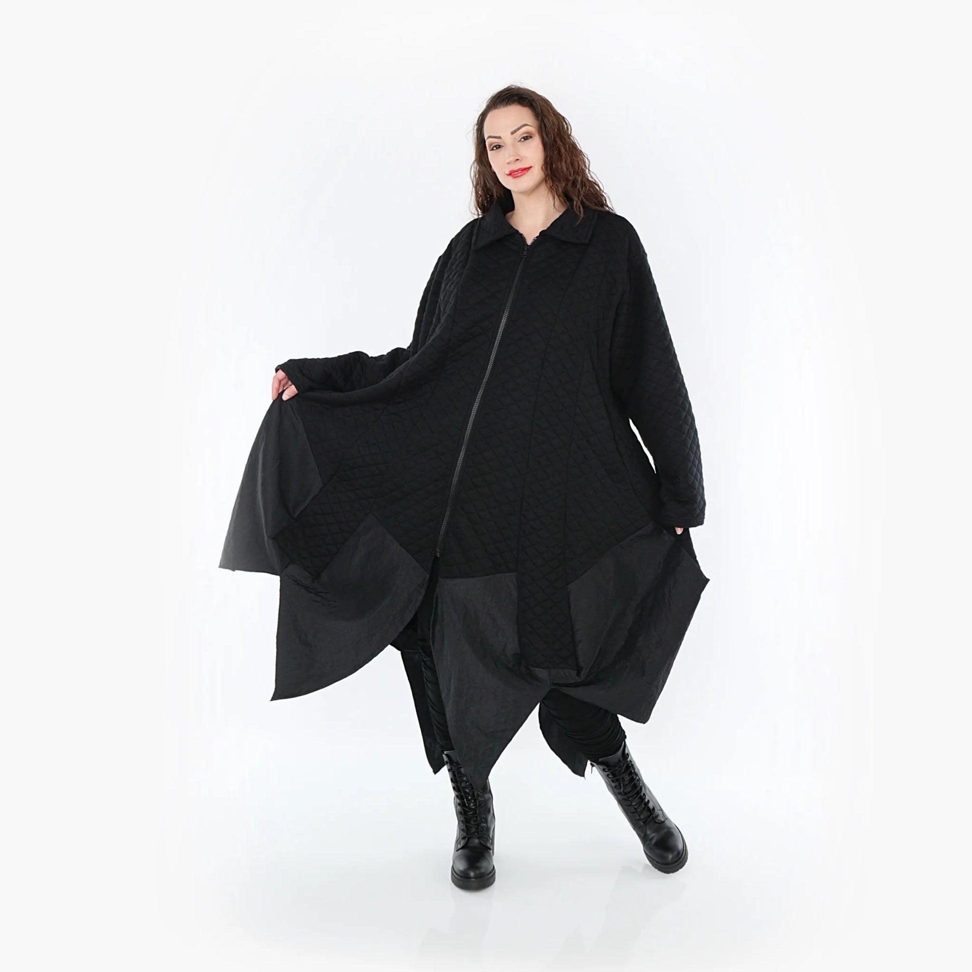  Ballonmantel von AKH Fashion aus Materialmix, 1394.07003, Schwarz, Schick, Modern, Bequem