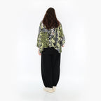  AKH Fashion Bigshirt in kastiger Form, aus Viskose, 1395.03019, Olive-Schwarz-Weiß, Blumen