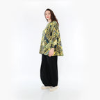  AKH Fashion Shirt in Glocken-Form, aus Viskose, 1396.01892, Senf-Olive-Schwarz, Grafik
