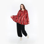  AKH Fashion Shirt in Glocken-Form, aus Viskose, 1398.01892, Rot-Cognac-Schwarz, Streifen