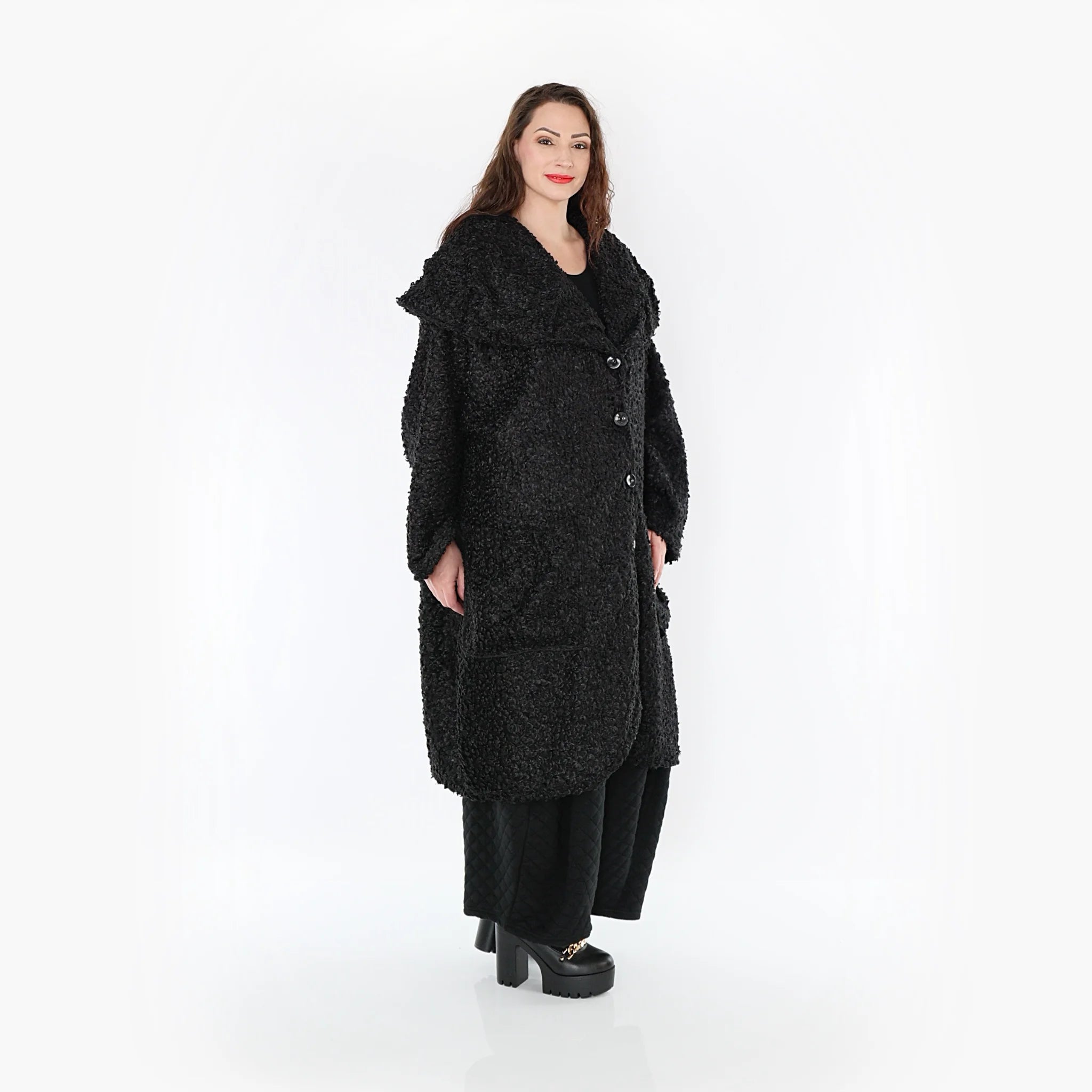  Ballonmantel von AKH Fashion aus Materialmix, 1400.01776, Schwarz, Schick, Modern, Bequem