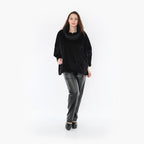  AKH Fashion Bigshirt in kastiger Form, aus Polyester, 1413.03091, Schwarz, Schick, Modern