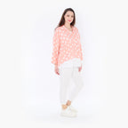  AKH Fashion Jacke in gerundeter Form, aus Viskose, 1417.06910, Rosa/Weiß, Schick, Modern