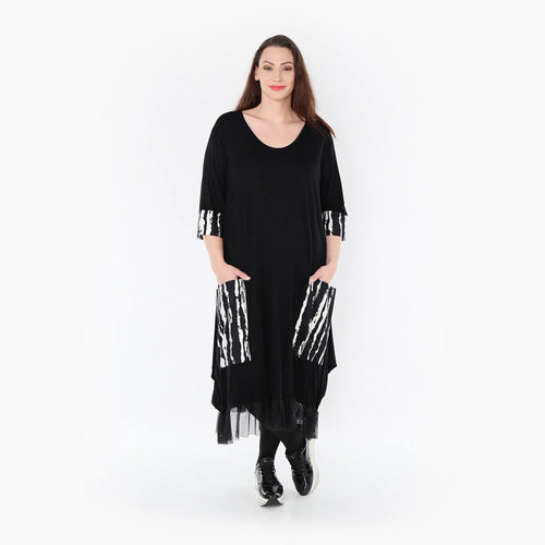  Ballonkleid von AKH Fashion aus Viskose, 1418.05909, Schwarz/Weiß, Schick, Modern, Bequem