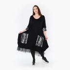  Ballonkleid von AKH Fashion aus Viskose, 1418.05909, Schwarz/Weiß, Schick, Modern, Bequem