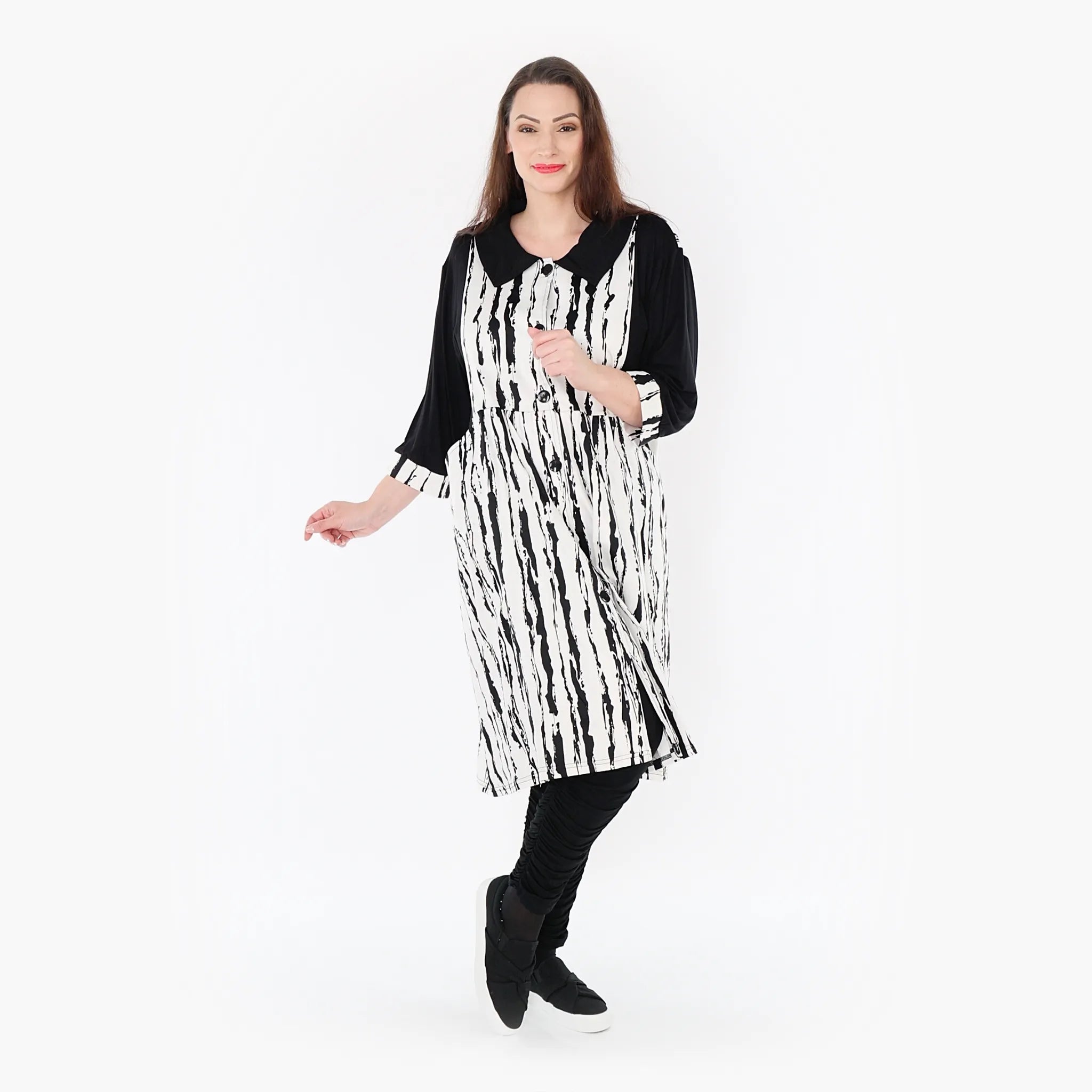  Ballon Bluse von AKH Fashion aus Viskose, 1418.06899, Weiß/Schwarz, Schick, Modern, Bequem