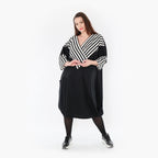  Ballonkleid von AKH Fashion aus Viskose, 1419.06901, Ecru/Schwarz, Schick, Modern, Bequem