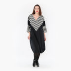  Ballonkleid von AKH Fashion aus Viskose, 1419.06901, Ecru/Schwarz, Schick, Modern, Bequem