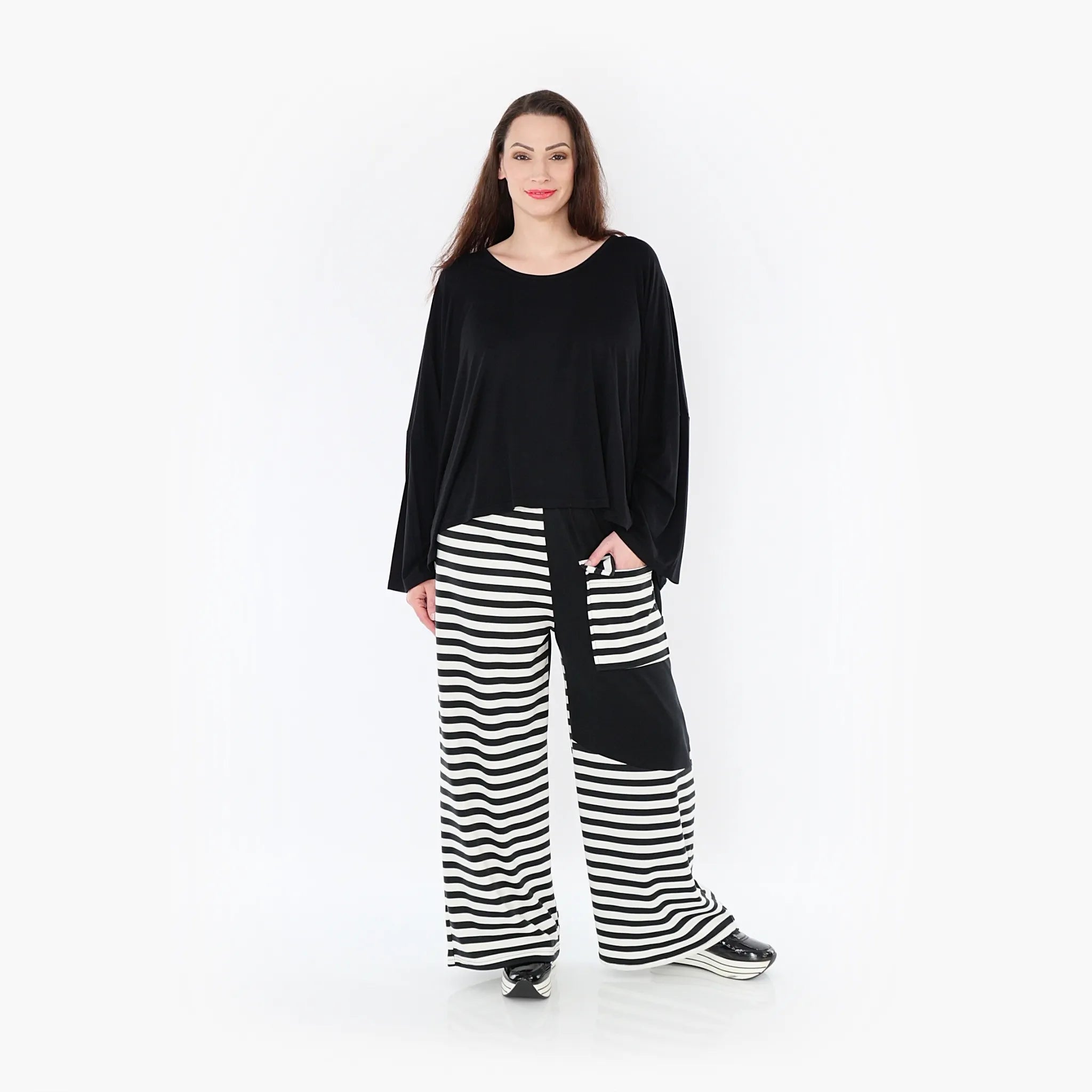 Oversize Damen Hose, AKH Fashion, Viskose, gerader Form, Lagenlook Mode, große Größen - SEELENlook