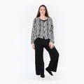  AKH Fashion Jacke in gerundeter Form, aus Viskose, 1406073, Schwarz/Weiß, Pinselstrich