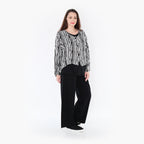  AKH Fashion Jacke in gerundeter Form, aus Viskose, 1406073, Schwarz/Weiß, Pinselstrich
