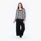  AKH Fashion Jacke in gerundeter Form, aus Viskose, 1406073, Schwarz/Weiß, Pinselstrich