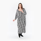  Ballonkleid von AKH Fashion aus Viskose, 1406677, Schwarz/Weiß, Pinselstrich, Schick