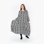  Ballonkleid von AKH Fashion aus Viskose, 1406712, Schwarz/Weiß, Pinselstrich, Schick