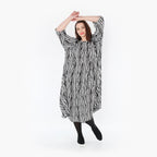  Ballonkleid von AKH Fashion aus Viskose, 1406712, Schwarz/Weiß, Pinselstrich, Schick