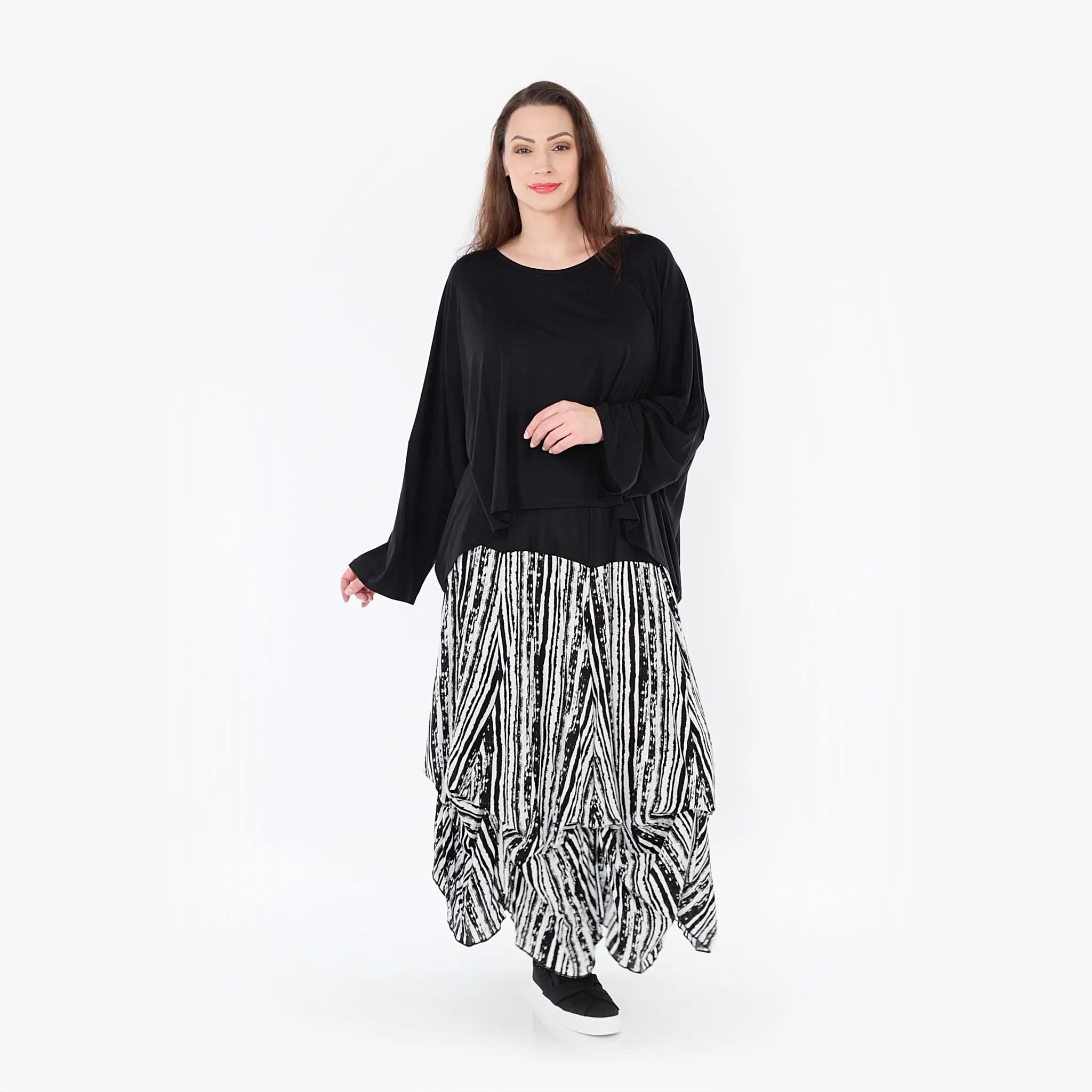  Ballonrock von AKH Fashion aus Viskose, 1407559, Schwarz/Weiß, Pinselstrich, Schick