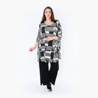  AKH Fashion Bigshirt in Glocken-Form, aus Viskose, 1426.00592, Schwarz/Ecru, Grafik, Schick