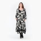  A-Form Kleid von AKH Fashion aus Viskose, 1426.06959, Schwarz/Ecru, Grafik, Schick, Schick