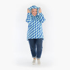  AKH Fashion Bigshirt in gerader Form, aus Baumwolle, 1427.06988, Türkis/Blau, Kariert, Schick